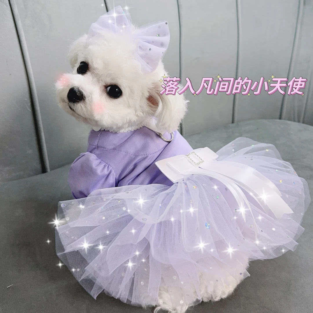 【公主驾到】【养宠装备】可牵引针织棉质公主裙宠物衣服猫狗通用