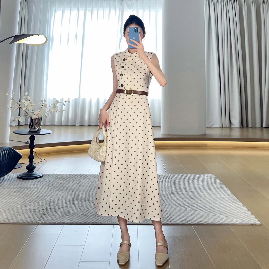 现货【清风不染】夏季新款时尚气质无袖连衣裙LZ1441