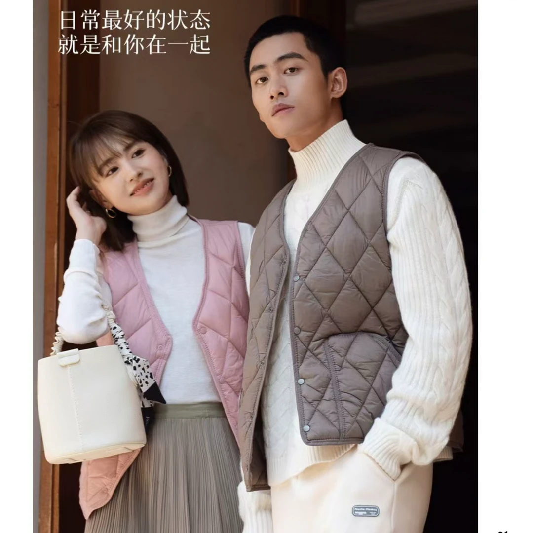 秋冬爆款男女同款修身棉马甲情侣款保暖时尚日常轻薄菱格休闲