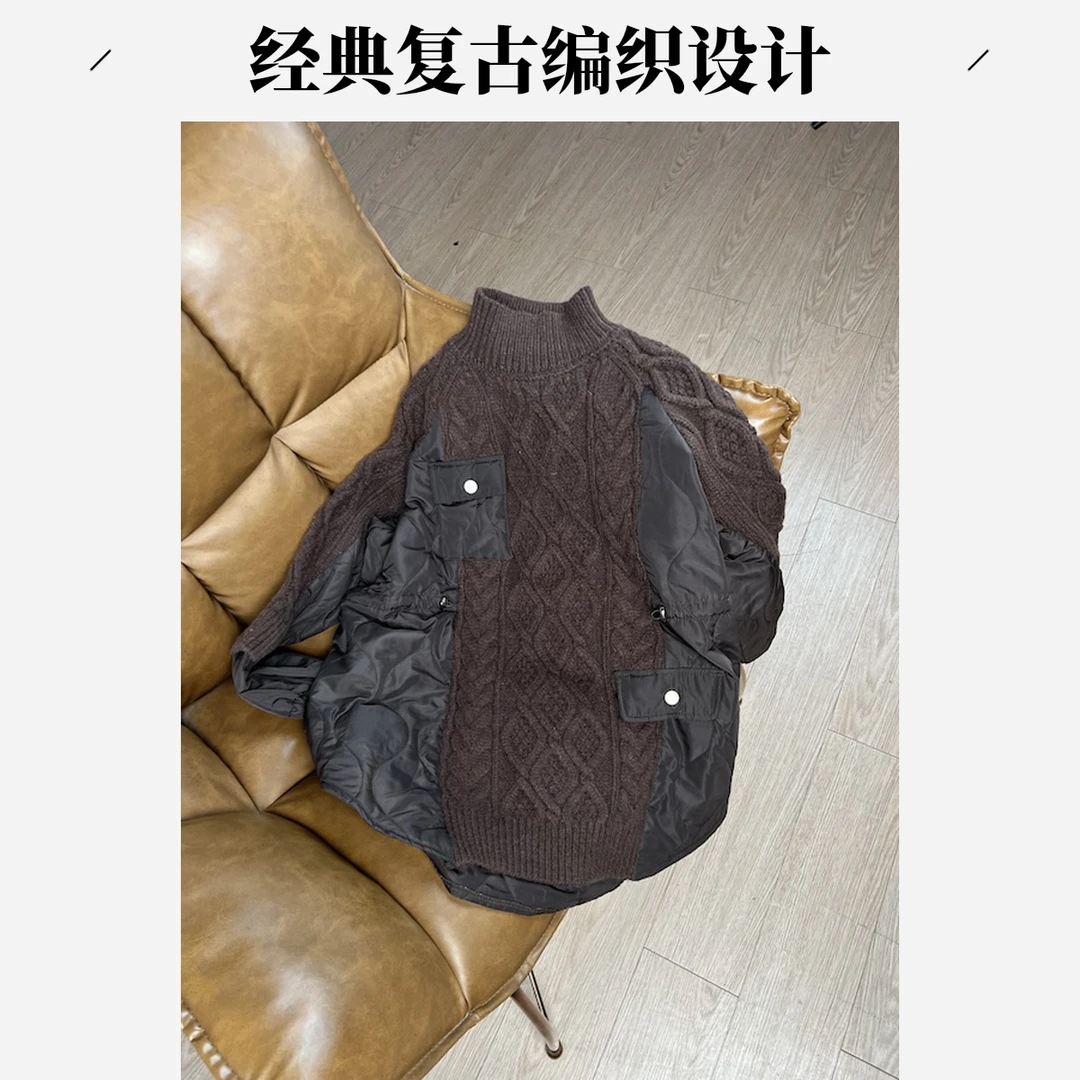 【杨英家复古老钱风独特花纹定制设计】廓形夹棉毛衣 8963