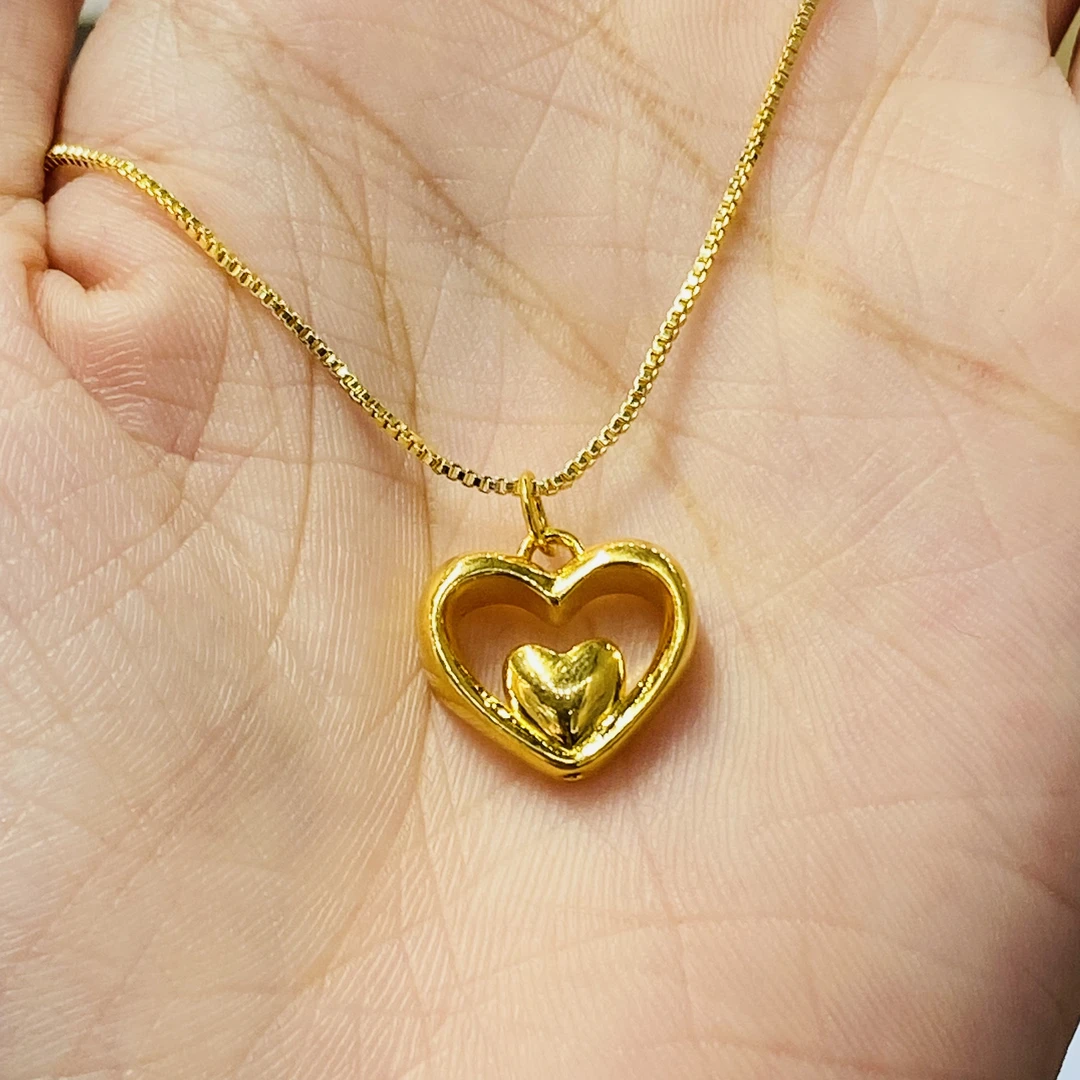 【旺旺金选】 足金999 心心相印爱心配件（赠合金链）