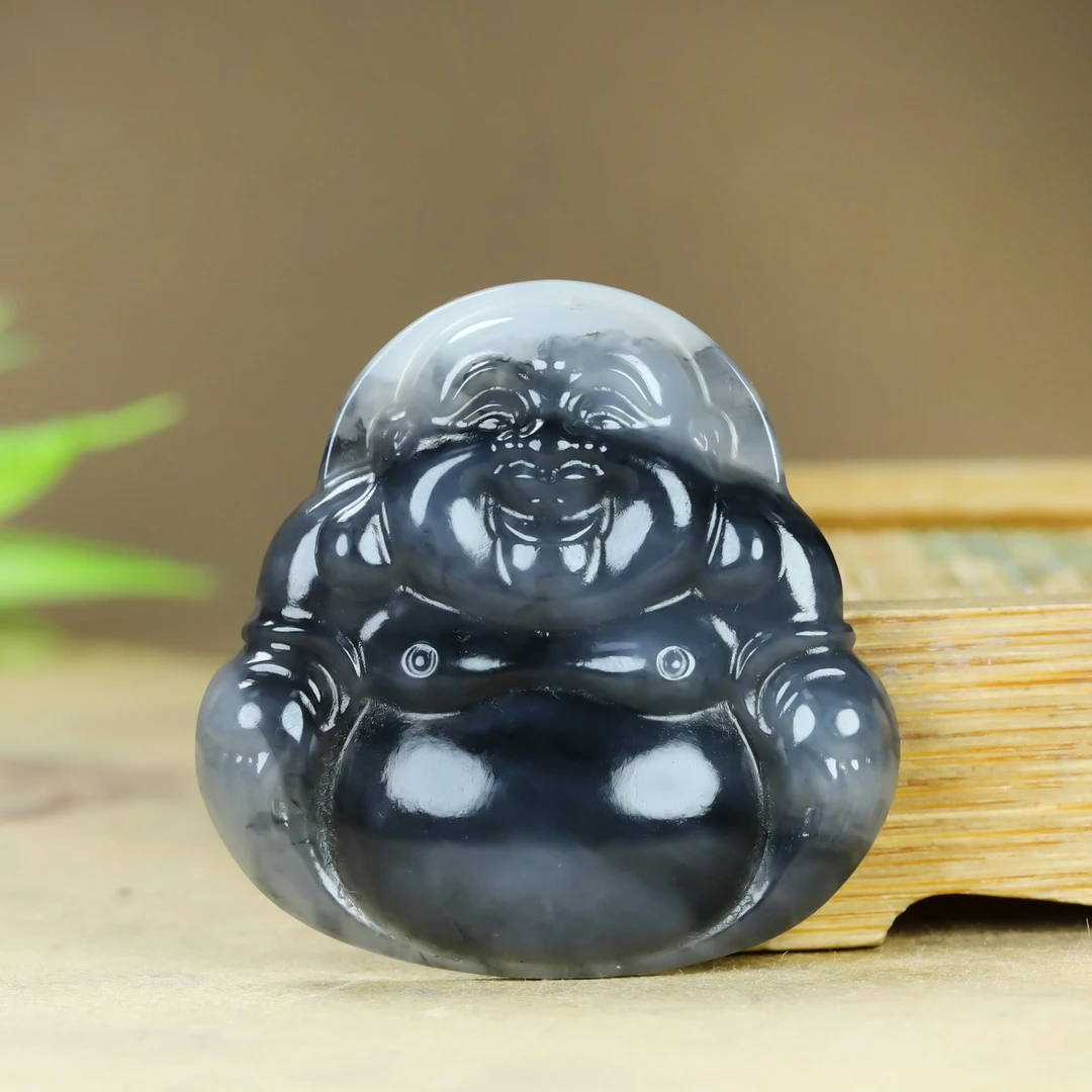 和田玉青花籽料佛公吊坠女款挂坠精美俏色