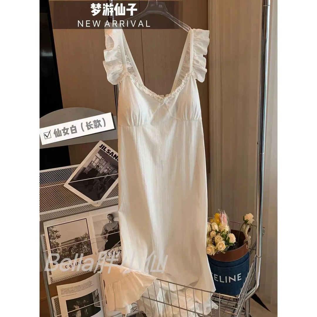 胖小仙秋冬<梦游仙子>纯欲白色连衣裙微胖显瘦大码休闲大肚腩