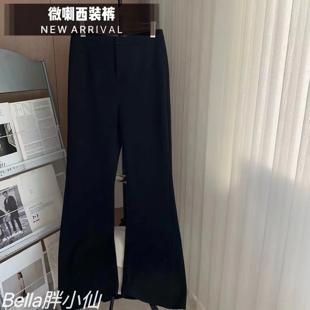 胖小仙秋冬<微喇西装裤>显瘦微胖时尚大码喇叭裤设计感长裤