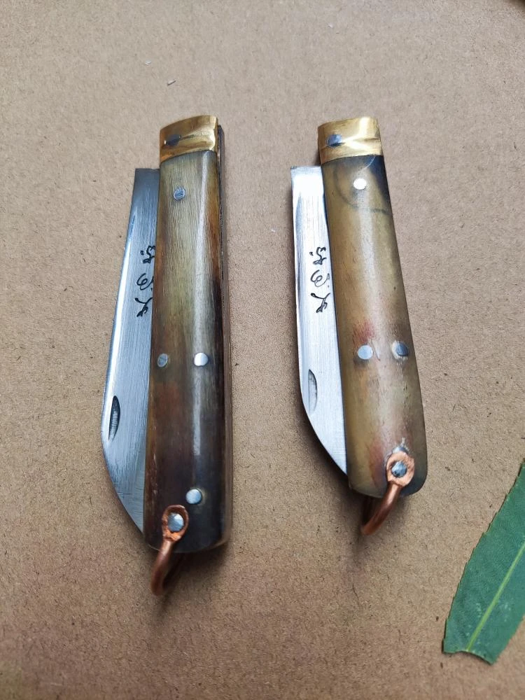 手工制作牛角柄折叠鱼刀