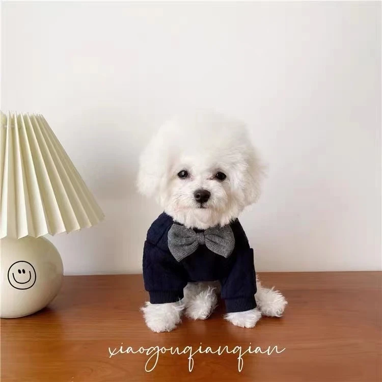 宠物小狗狗英伦绅士领结衣服秋冬季泰迪比熊小型幼犬奶狗猫咪服饰