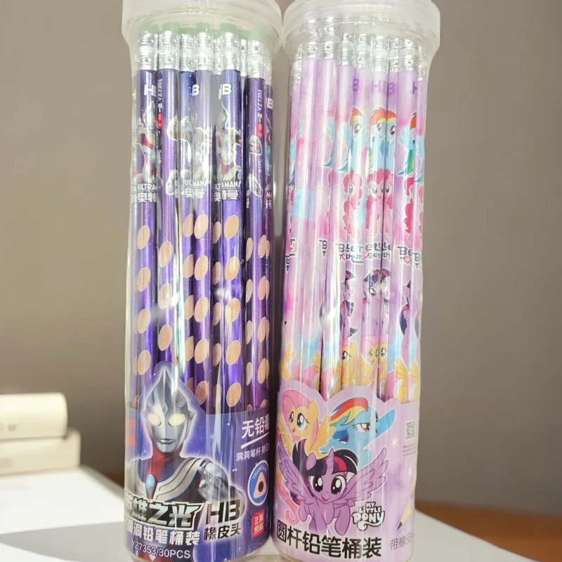 正版小马宝莉奥特曼桶装铅笔30支