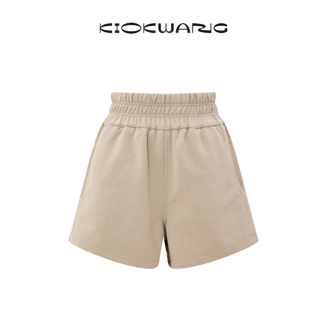 KIOKWANG//人手一条 纯色松紧腰高腰卫裤短裤（现现）
