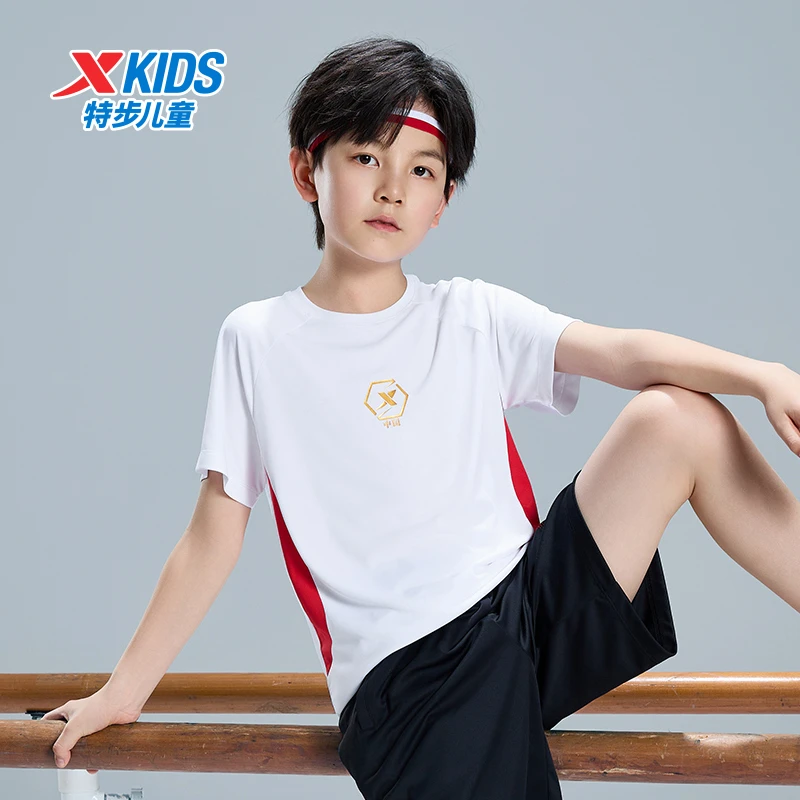 特步儿童夏季短袖大童户外透气宽松舒适休闲圆领T恤676226019194