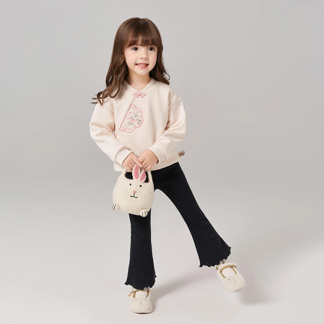 笛莎官方童装儿童秋冬裤子时尚洋气加绒打底裤面料舒适-3M245C504