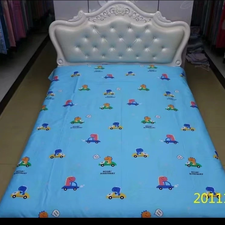 纯棉斜纹蓝色小汽车布料可做床单被套