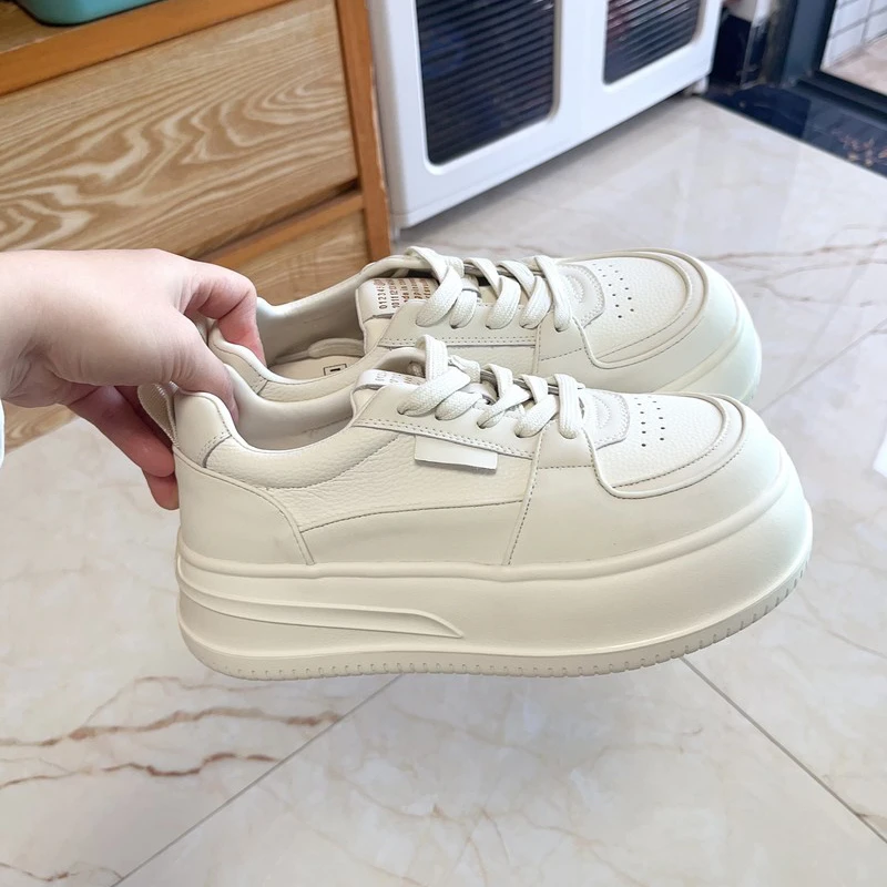 shougu/首谷2025春大头丑萌鞋女厚底面包小白鞋运动休闲鞋板鞋女