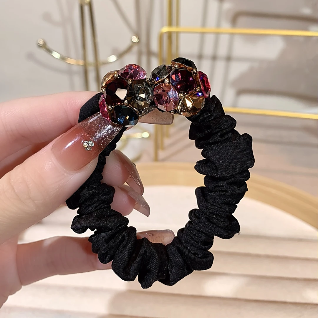 轻奢时尚彩色镶钻小肠发圈女网红扎头发皮筋高弹力百搭头绳发饰