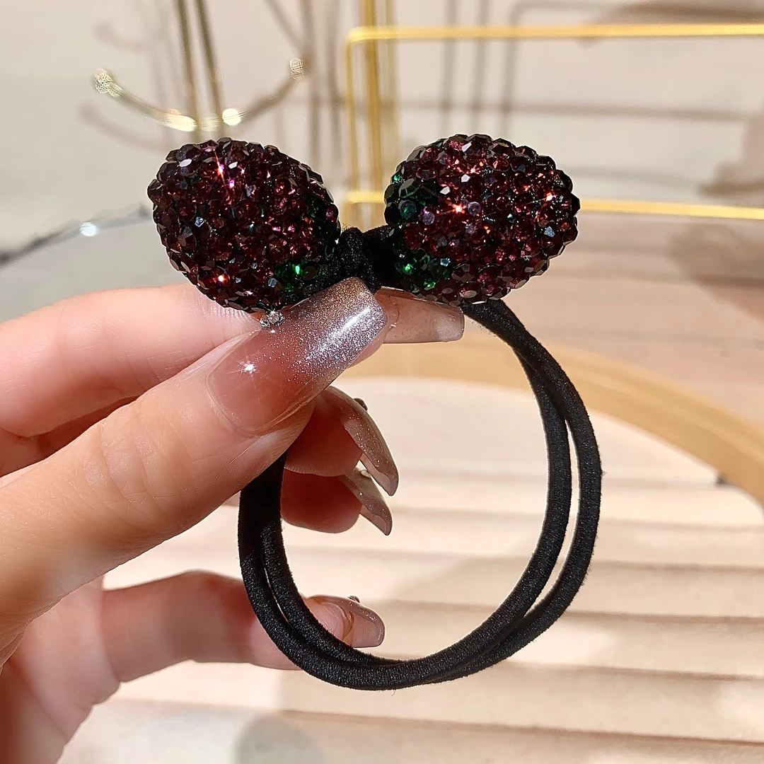 2024新款轻奢小草莓发圈头绳女百搭时尚扎头发皮筋高弹力网红发饰