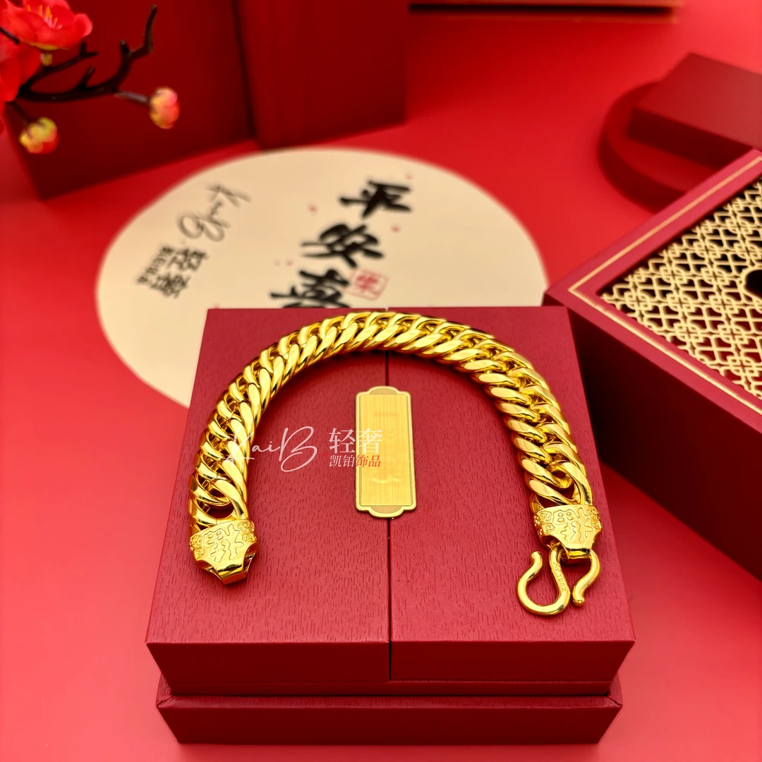 铜合金手链 高定版耐磨久不掉色 福头老板链霸气马鞭男款手链ka14