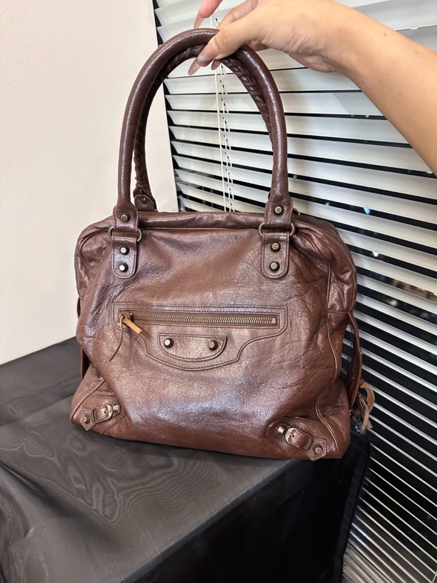 95新 Balenciaga/巴黎世家 手提托特棕色复古