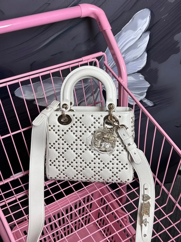 95新 DIOR/迪奥 白色四格限定款戴妃包