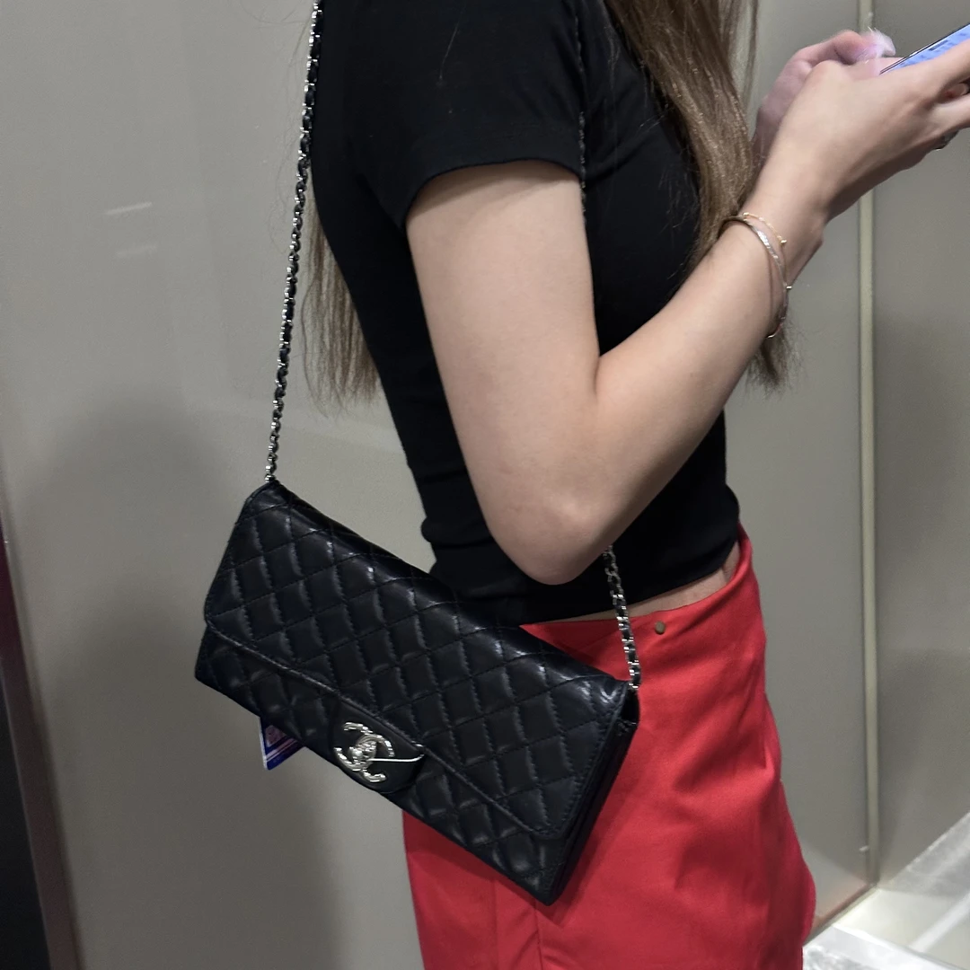 95新 Chanel/香奈儿 黑色cf单肩包小香风