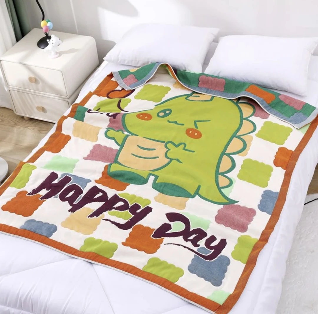 【北奈かわ会社】纯棉面包被夏凉被120*150 比心恐龙