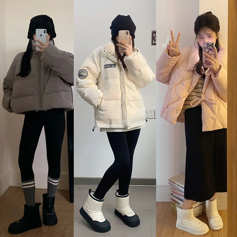 加厚绒毛圆头雪地靴女时尚保暖冬季皮毛一体百搭真皮厚底防水靴子