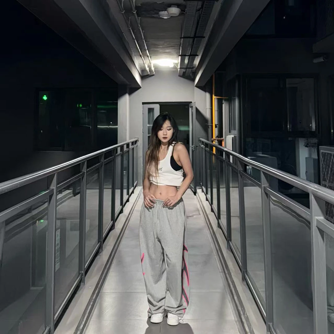 KIMMING 金大铭同款粉色印花宽松休闲卫裤 街舞爵士 男女同款