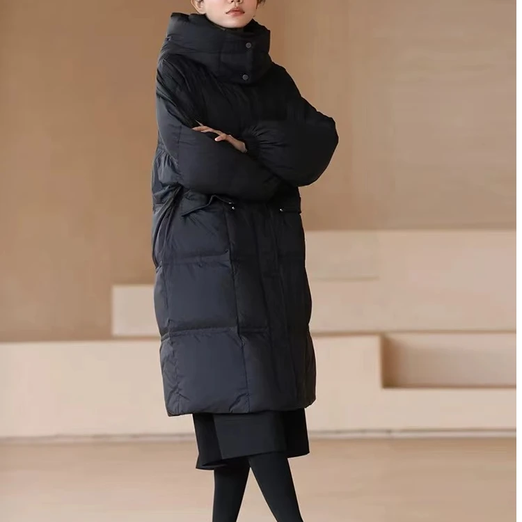 90高级感羽绒服女冬季长款2024年新款时尚过膝白鸭绒外套D3-1