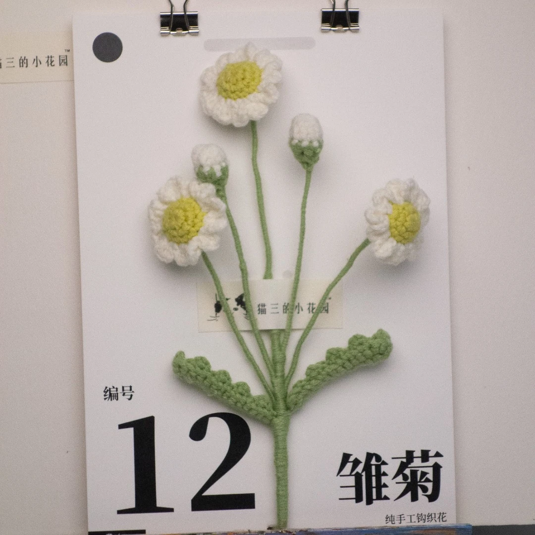 【12雏菊 】【中国钩织艺术】手工钩织毛线花创意送礼花艺花束