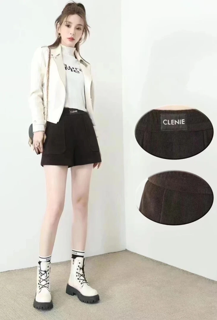 22091咖色时尚高腰显瘦洋气百搭短裤