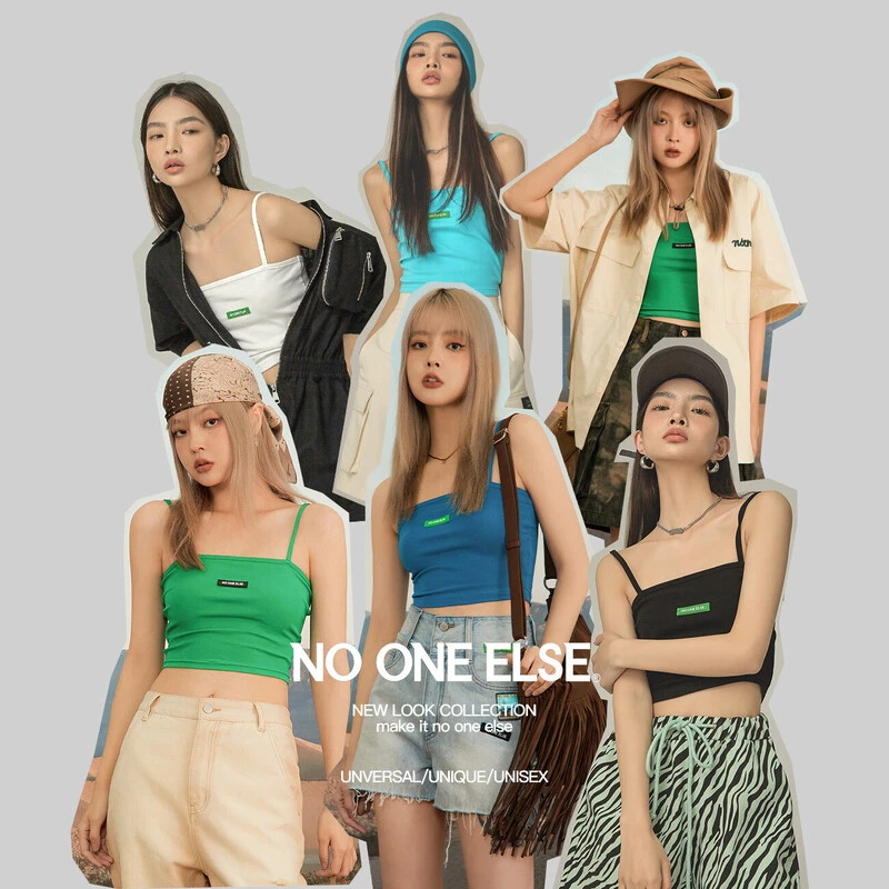 NO ONE ELSE美式复古女装短款显瘦运动休闲夏季背心修身背心吊带