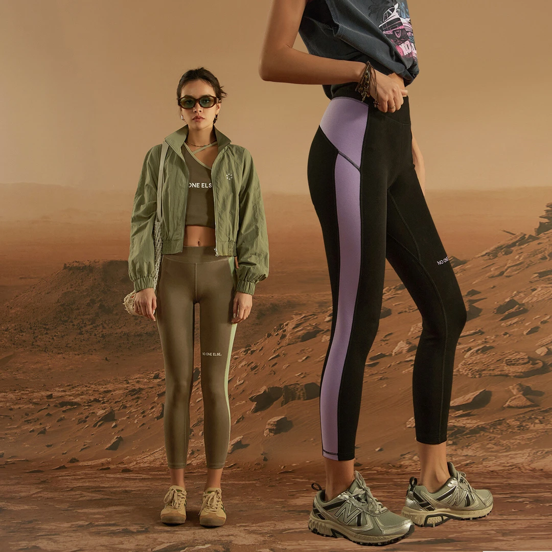 NO ONE ELSE美式复古女装裤子夏季修身运动风弹力显瘦紧身打底裤