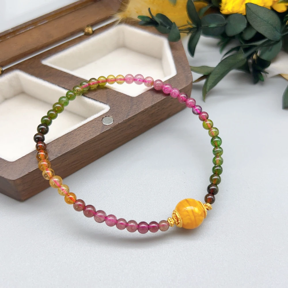 铜合金手链 01451 好啊商店 渐变色手工串珠手链 弹力绳