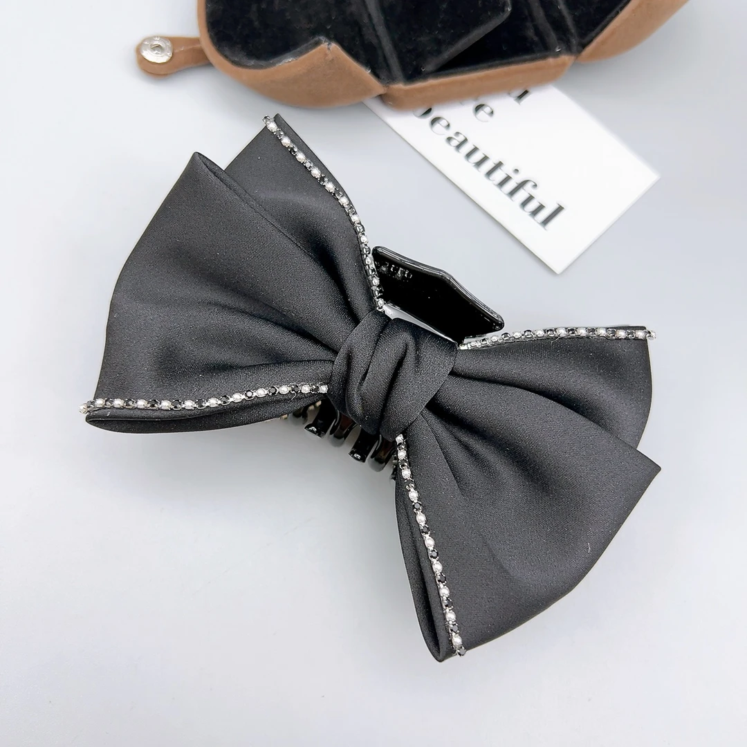 48463 韩式布艺镶钻抓夹 蝴蝶结14cm 底夹8.5cm