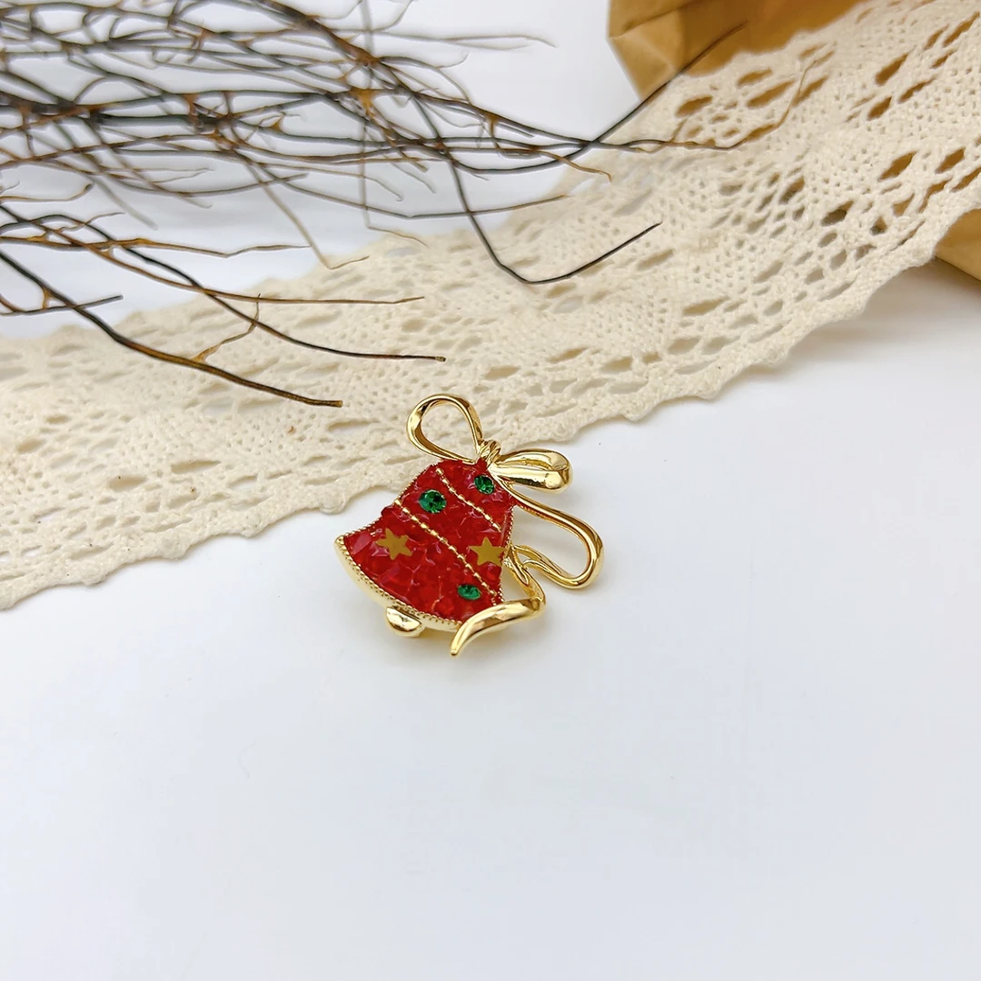 铜合金仿水晶胸针 49897 好啊商店 圣诞系列水J胸针-红铃铛