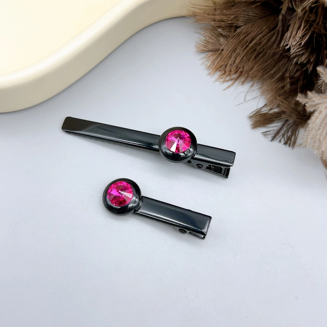 48894 水J压夹组合（长款6cm 短款3.5cm）玫红