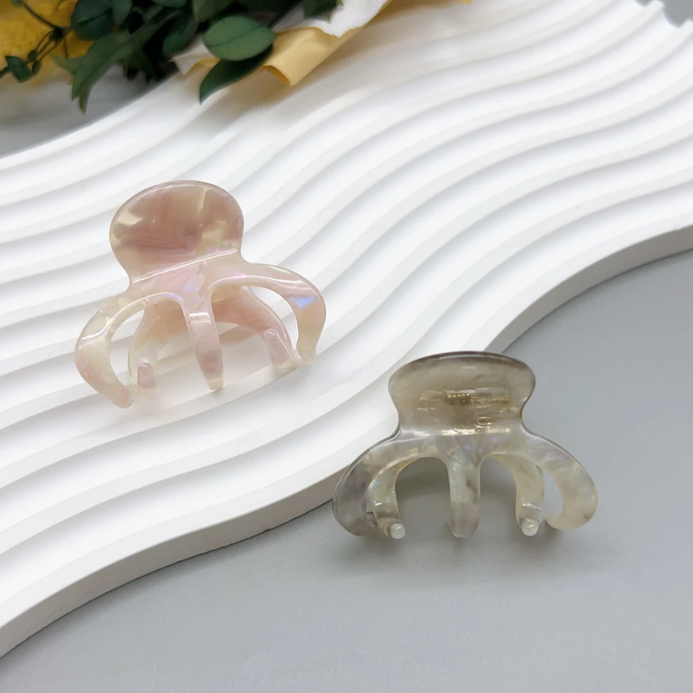 01335 好啊商店 醋酸五齿龙骨抓夹两个装 灰+粉 底夹4.5cm