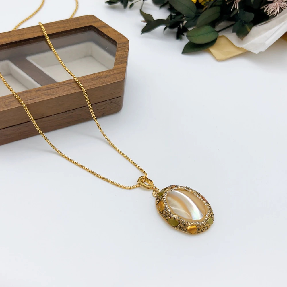 铜合金项链 02161 贝壳吊坠项链 吊坠可拆卸 长51+5cm左右