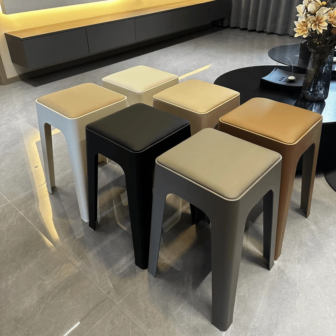 西邮哥【2张起包邮】方形软包凳家用可叠放备用加厚高板凳客厅餐椅