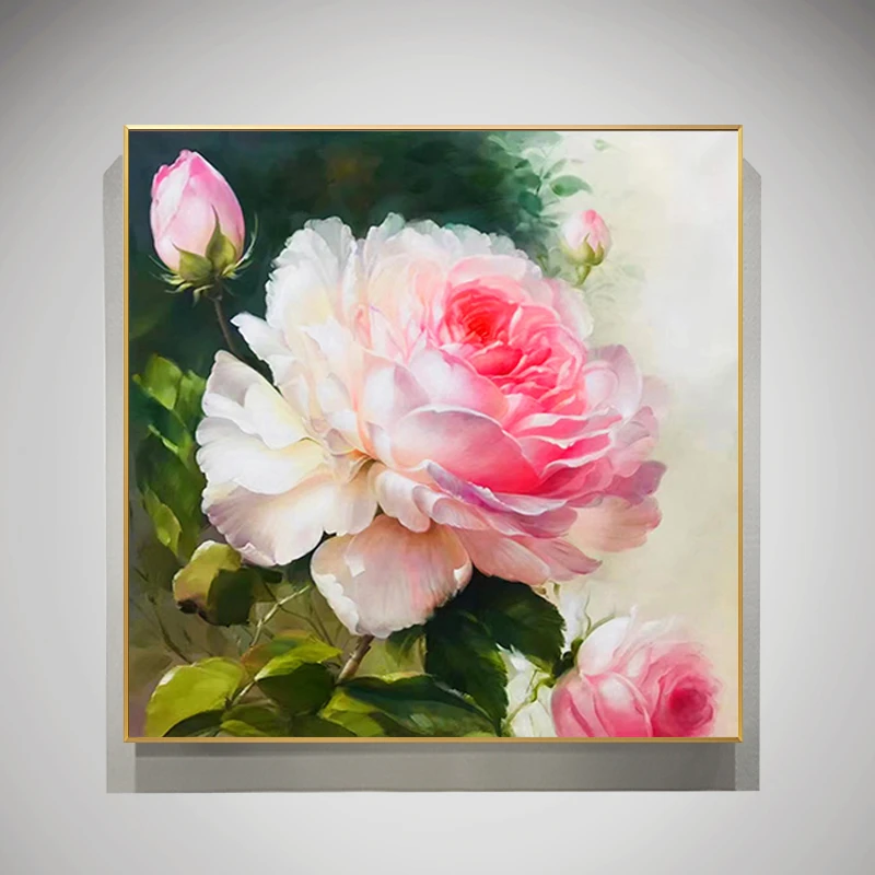 【月季】手绘油画花卉玄关装饰画走廊过道餐厅挂画大芬油画村艺术