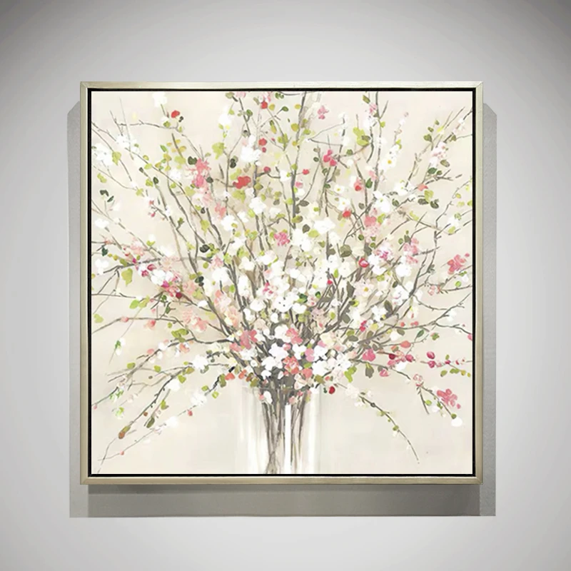 手绘油画美式玄关花卉装饰画轻奢客厅沙发背景墙挂画餐厅墙面壁画