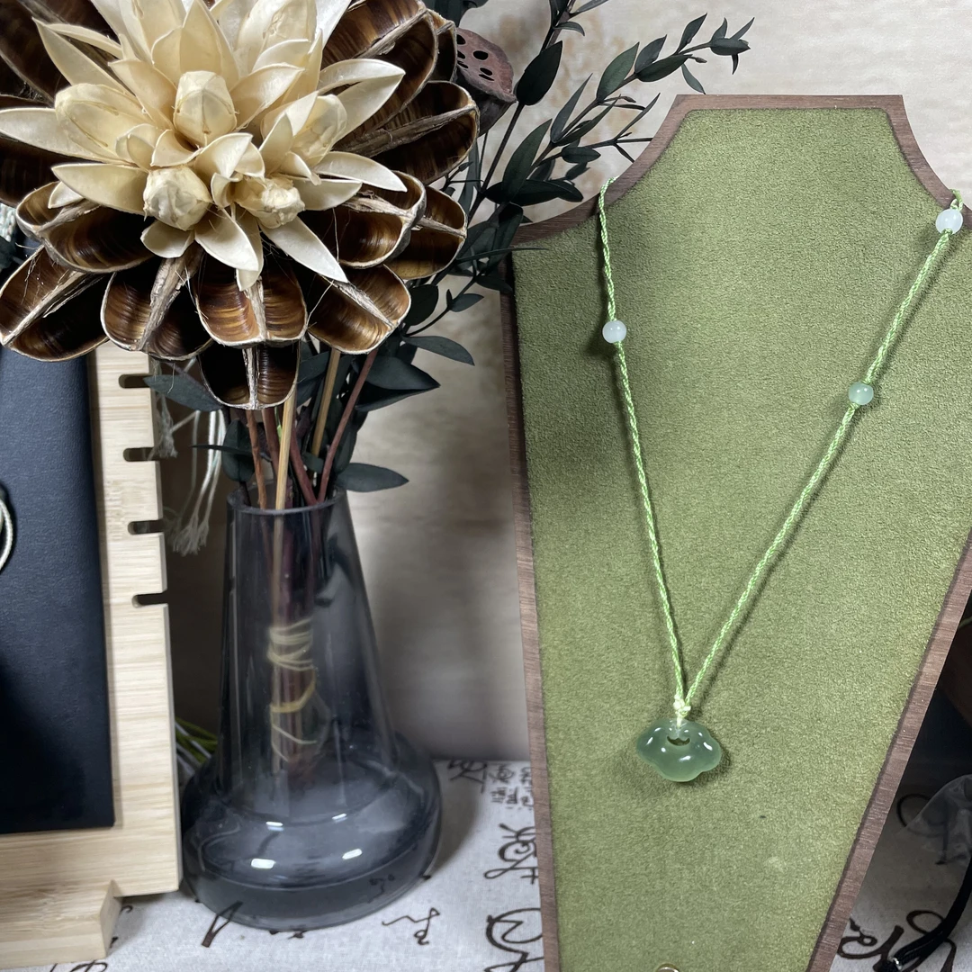 岫玉祥云锁高品质设计感锁骨链吊坠素款古风手工