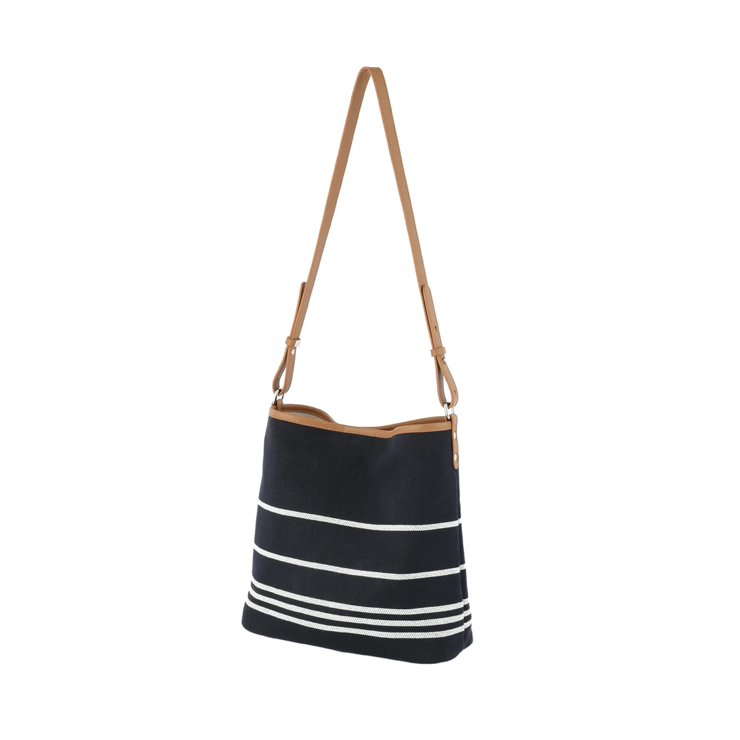 【粉丝回馈】小众设计条纹时尚牛仔水桶包1632-C