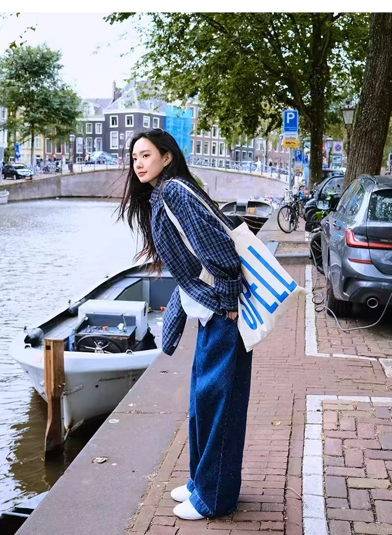 sp设计师款宽松男女同款复古格子衬衫AW241011