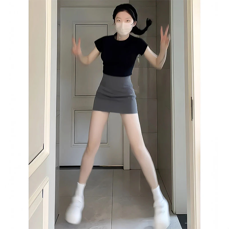气质高端高腰西装面料半身裙女2025春夏季新款小个子包臀显瘦短裙