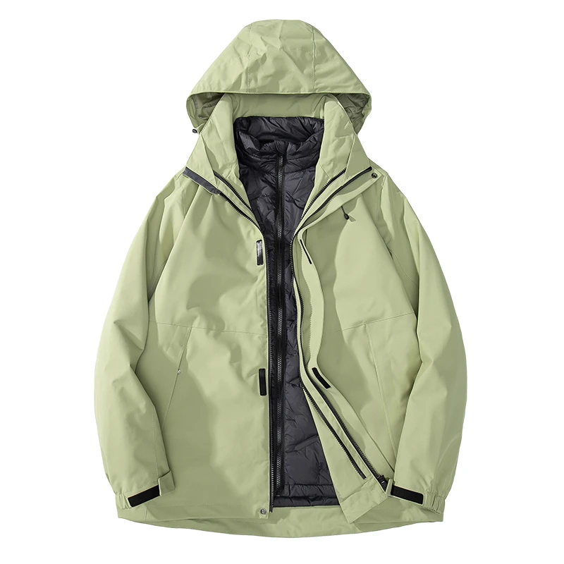 冬季新款羽绒冲锋衣男女鸭绒加厚连帽户外防风防寒外套
