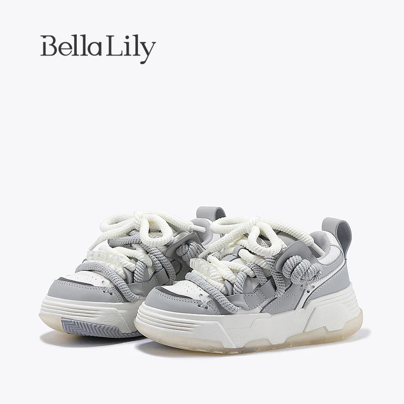 BellaLily2023夏新款增高街头风板鞋女舒适百搭休闲鞋潮流运动鞋