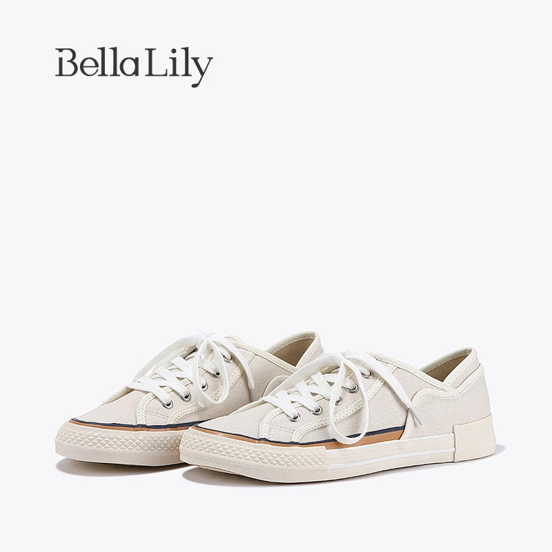 BellaLily2023夏新款轻便透气帆布鞋女显脚小百搭板鞋减龄休闲鞋