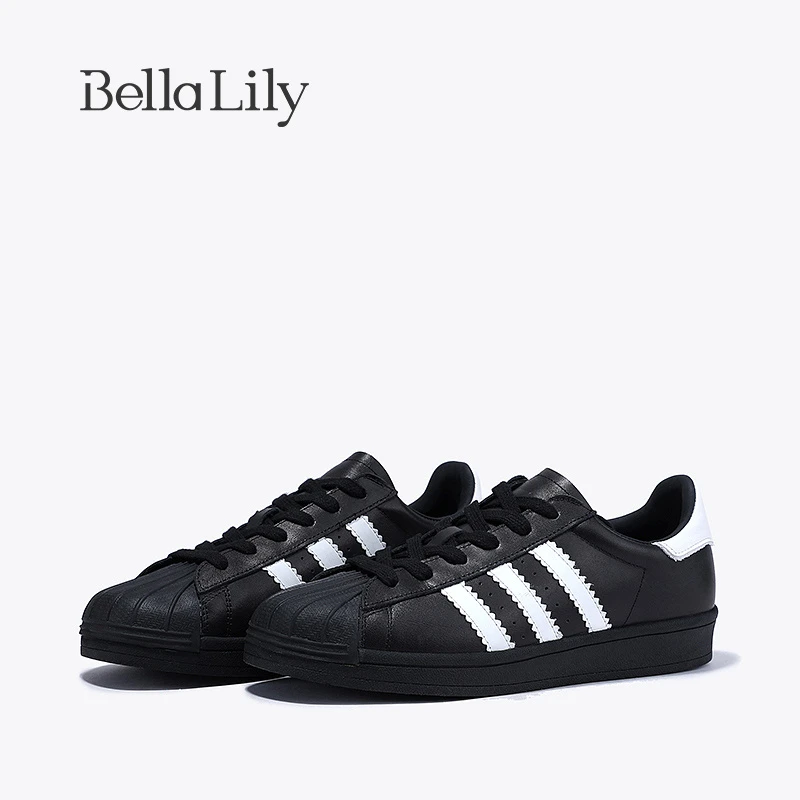 BellaLily2023冬季新款复古板鞋女贝壳头休闲鞋牛皮运动鞋