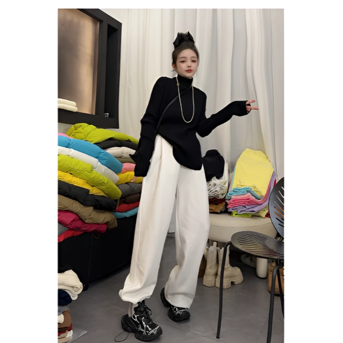 【大乐同款】自创加绒加长休闲百搭显瘦裤脚可抽绳两穿卫裤