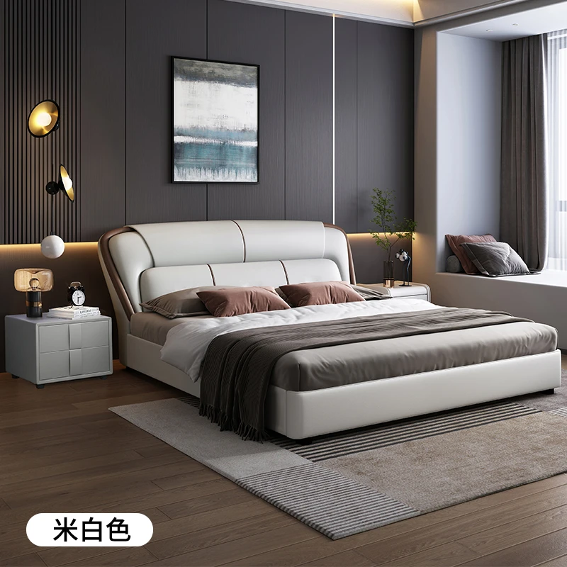 〖美好空间〗现代简约意式轻奢皮床双人床高端主卧软体婚床1.8米