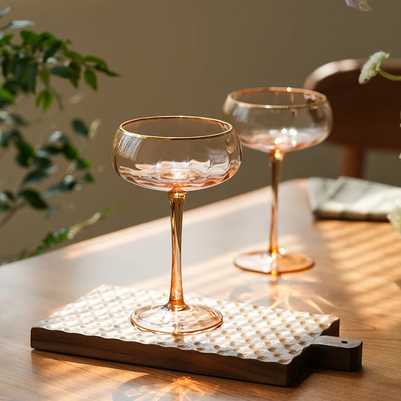 肆月琥珀 高脚杯香槟鸡尾酒果汁玻璃杯酒杯轻奢高档冰激凌杯子ins